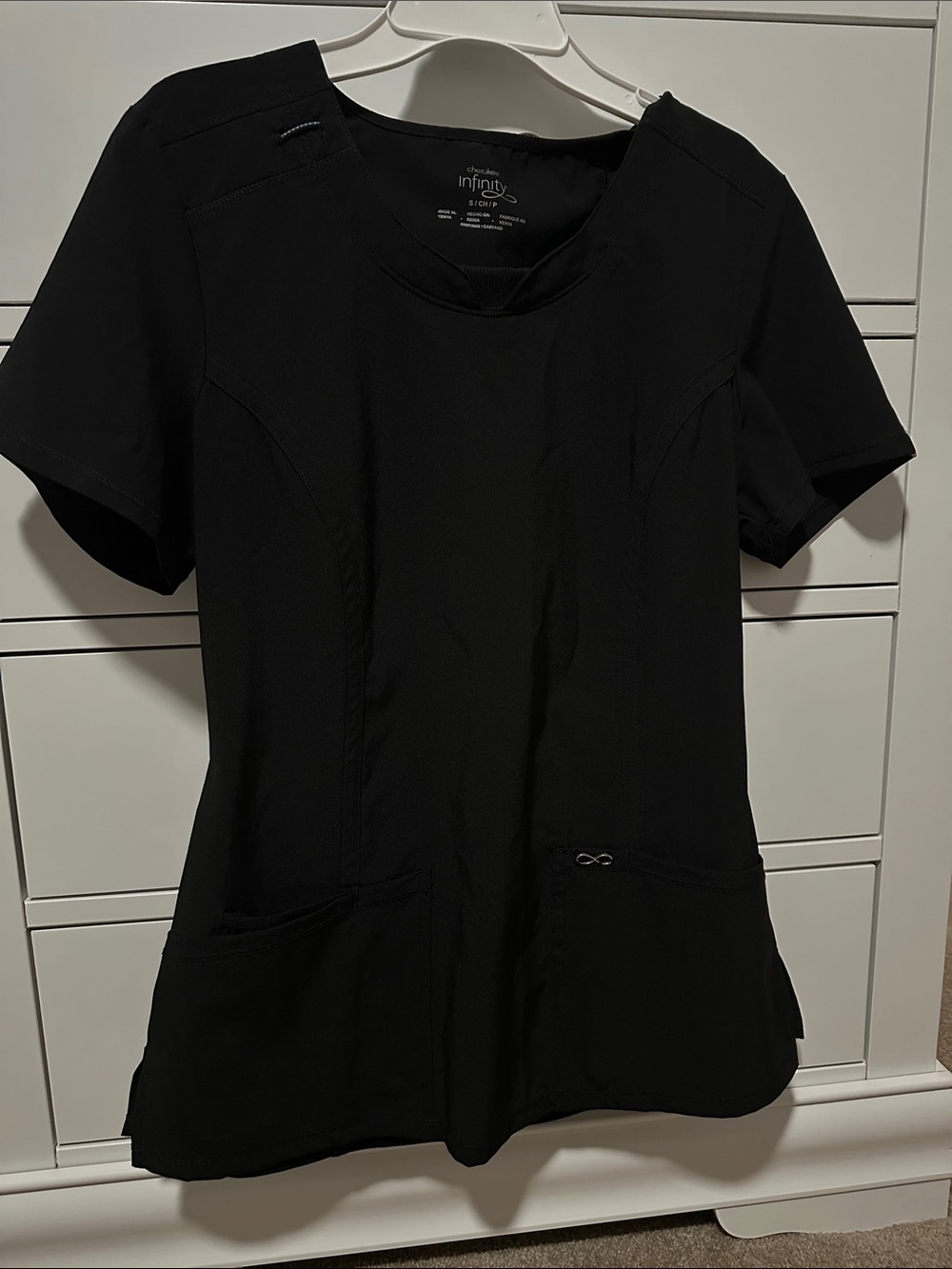 Cherokee Infinity Black Short-Sleeve Medical Scrub Top